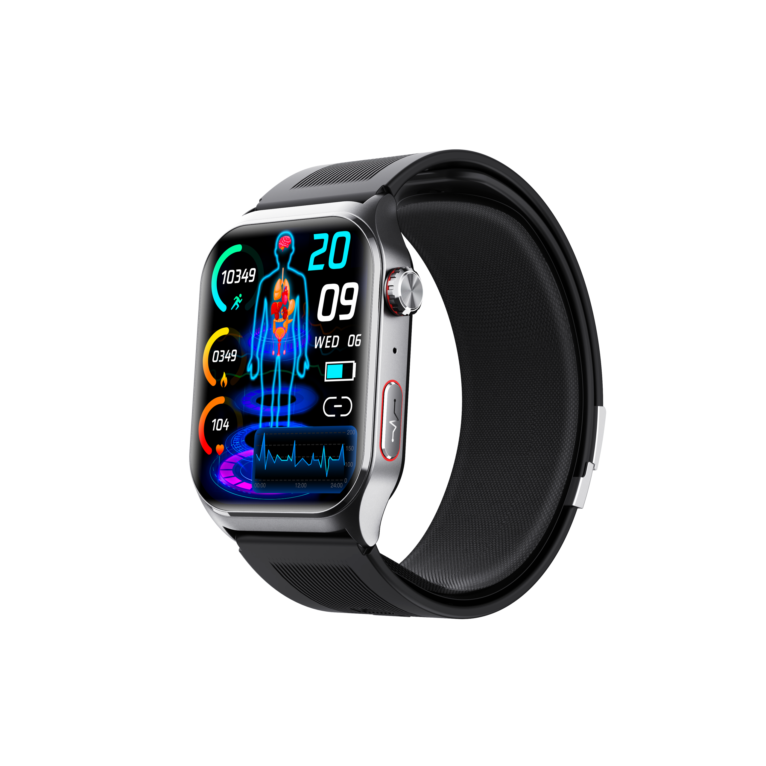 F520 Smart Watch with Air Pump Pressure & Heart Rate Monitor Sleep Voice Broadcast SOS Fall Alarm IPS Display Silicone - Image 2