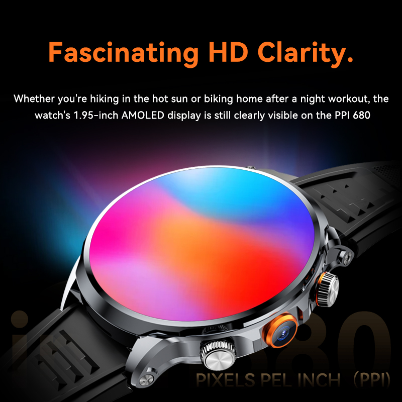 2025 Top H18 Smart Watch for Men 5G SIM Card WIFI Video Call Camera 128GB ROM 1.95'' Large Screen IP67 HD Display - Image 2