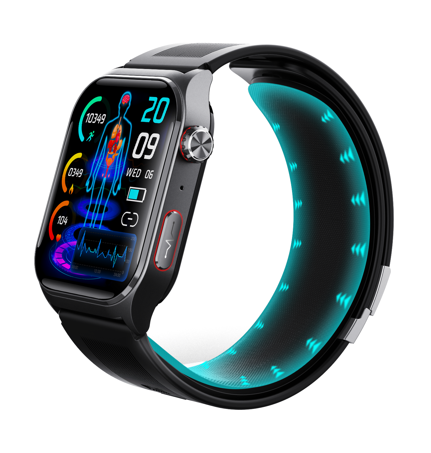 F520 Smart Watch with Air Pump Pressure & Heart Rate Monitor Sleep Voice Broadcast SOS Fall Alarm IPS Display Silicone