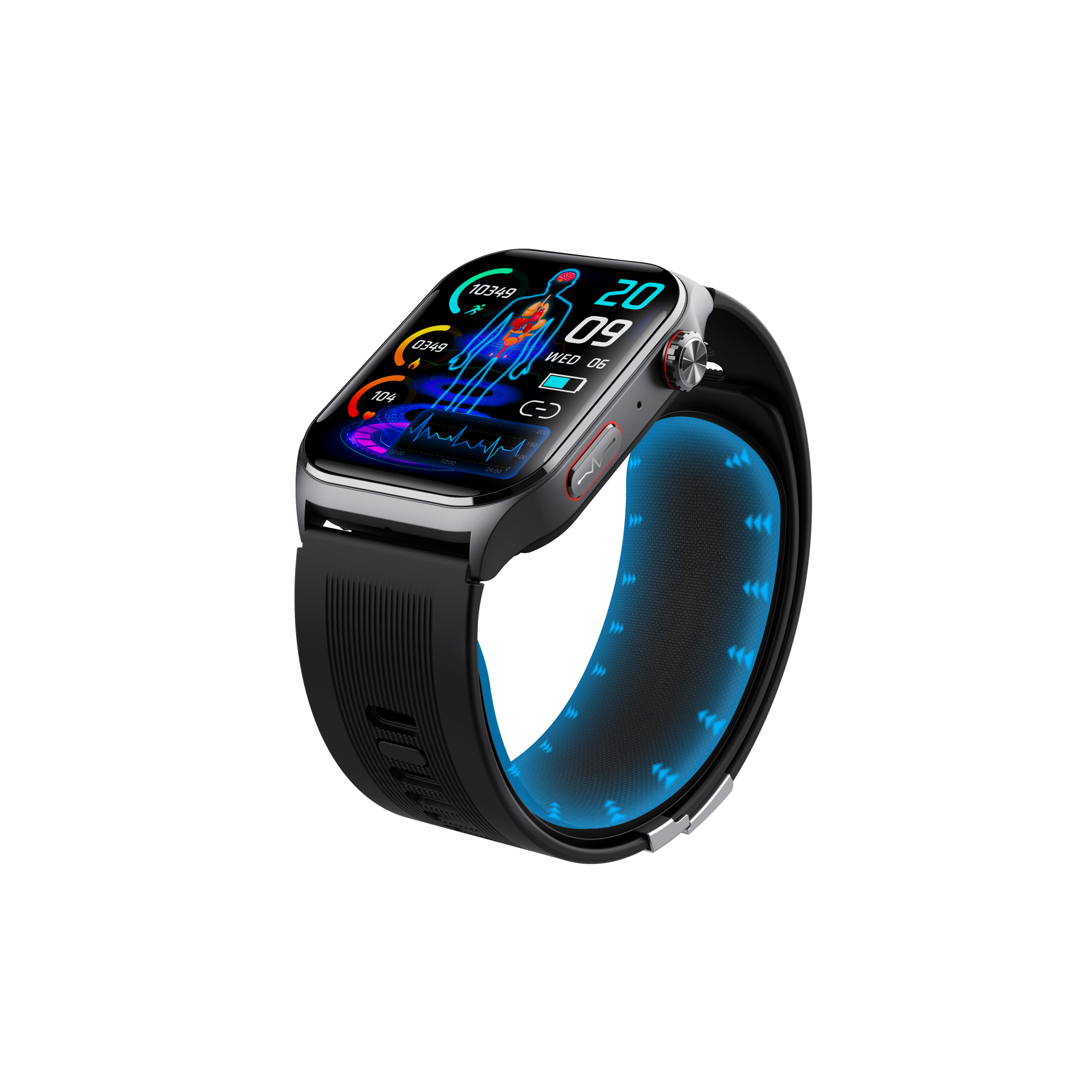 F520 Smart Watch with Air Pump Pressure & Heart Rate Monitor Sleep Voice Broadcast SOS Fall Alarm IPS Display Silicone - Image 4