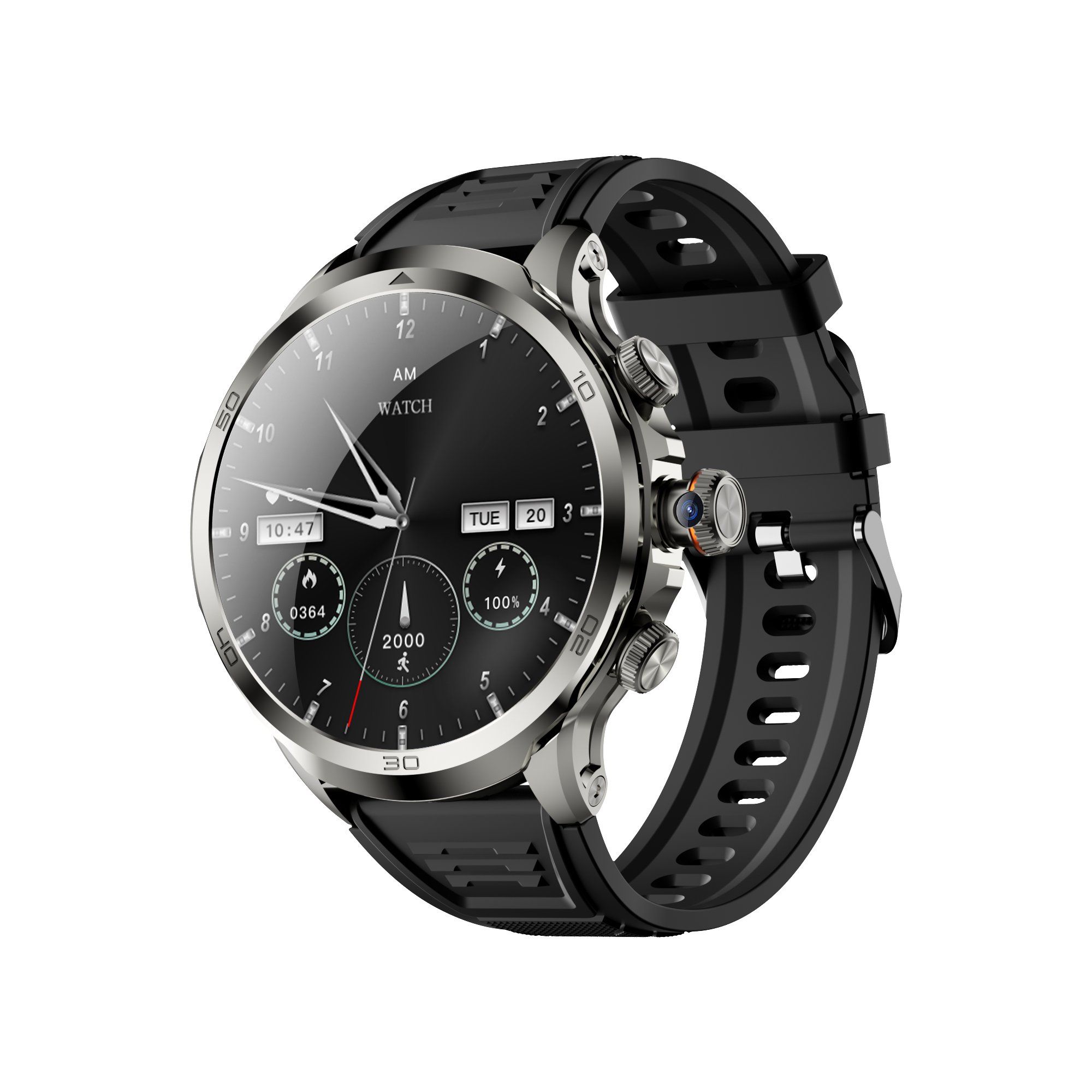 H19 1.95-inch AMOLED round display smart watch front view
