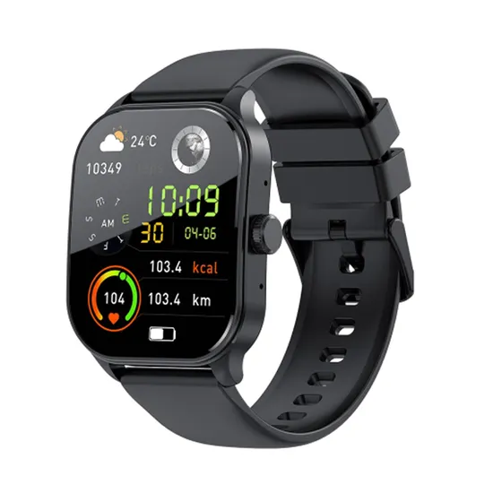 AMOLED display fitness watch with customizable silicone strap