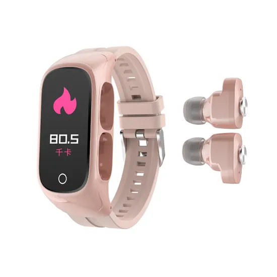 Wireless Earbuds Paired with Sports Smartwatch for Active Use