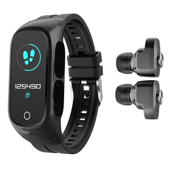 Wireless Earbuds paired with N8 Fitness Smart Watch
