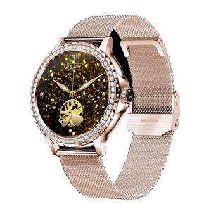 2024 Fashion Gold Color Smart Watch Nx19 front view with round AMOLED screen