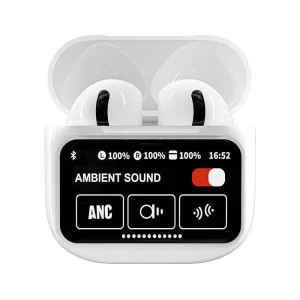 TWS earbuds with LCD touch screen and LED battery indicator