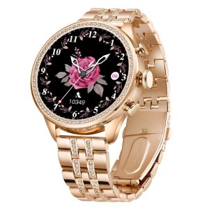 Elegant smartwatch for women with heart rate and blood pressure monitoring AMOLED display