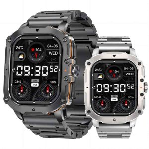Gk72 Men's Smartwatch with AMOLED Square Screen and Steel Strap