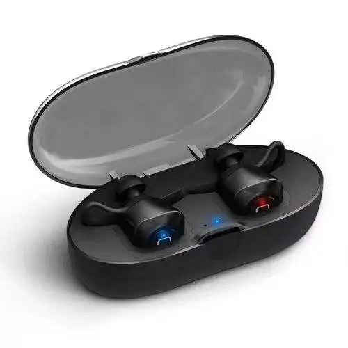 Hot Sale Earphone Tws Wireless On Ear Earbud With Led Soft Rubber Clip Ear Noise Cancelling Headphones Headset