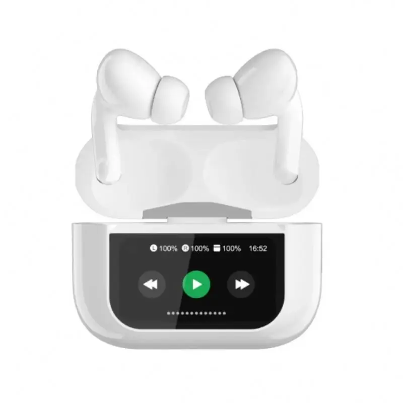 TWS wireless ANC earbuds with touch display and charging case
