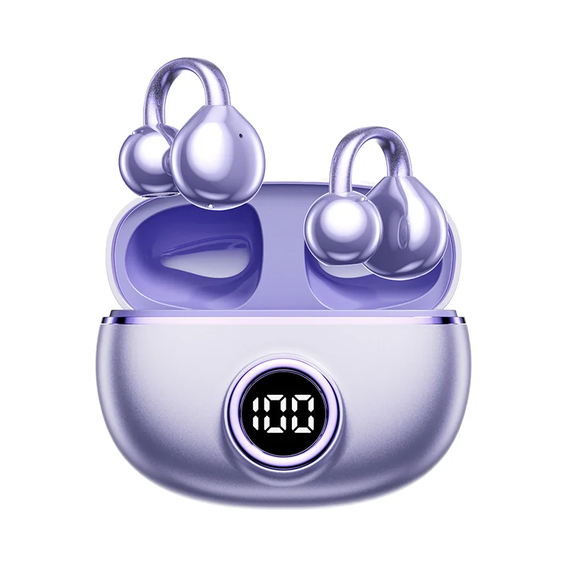 2025 Tws Wireless Earbuds Fashion Customized Ows Earphone Digital Display Hi Fi Sound Waterproof Ear Clip Design In-ear