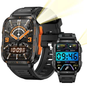 2025 Kt79 Sport Smart Watch 1.96 Inch Hd Screen 30m Deep Waterproof 7-15 Days Long Battery Life Flash Uv Light Smartwatch