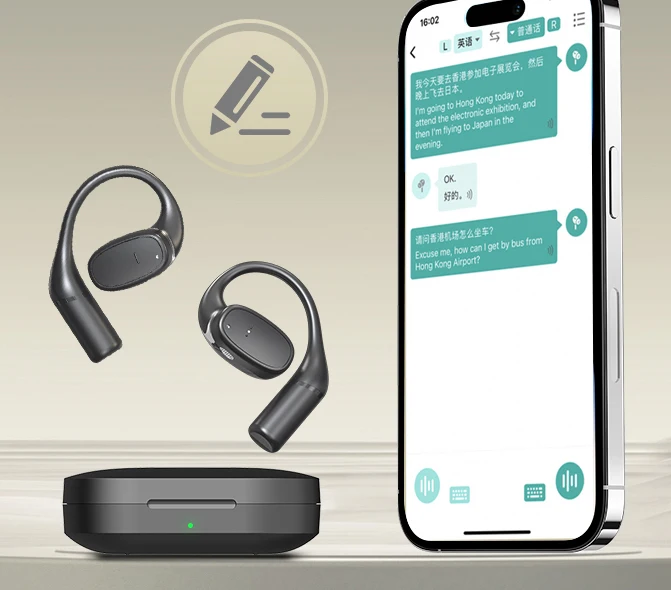 Hot Selling V1 Ai Two-way Translation Earbuds 150 Languages Noise Cancelling Tws Headphones With App Translator Earphone