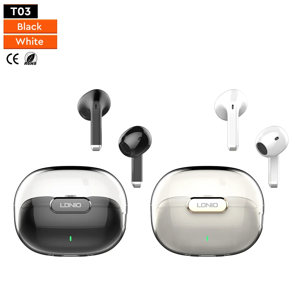 Ldnio T03 Semi-in-ear Bt 5.3 Wireless Earbuds Type-c Touch Control Wireless Headphone Earphones Sport Earbuds Music Headset