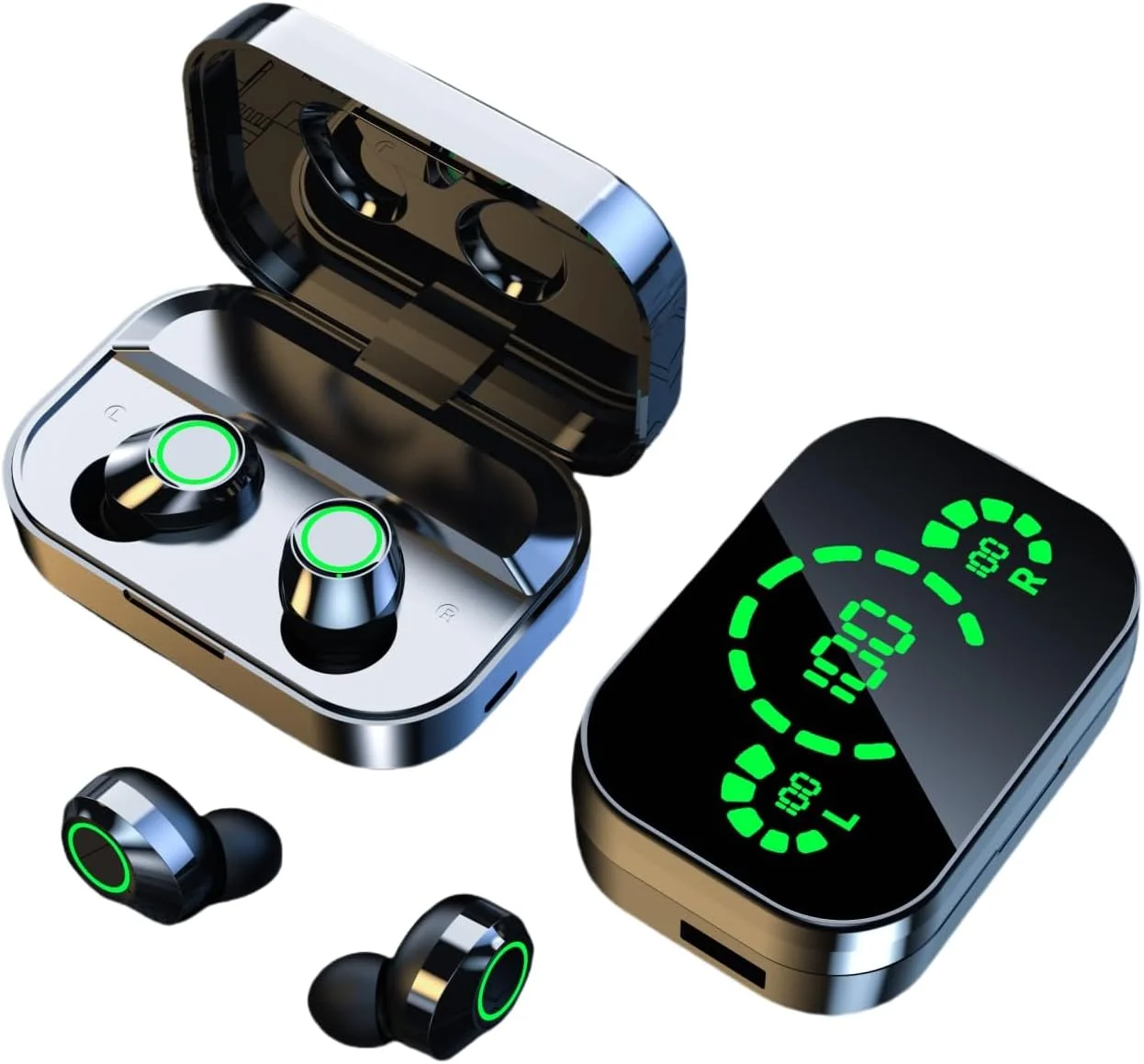 Yd03 Noise Cancelling Headphones Tws Wireless Bluetooth Earbuds Hd Mirror Screen Led Display Earphone Sports Waterproof Headsets