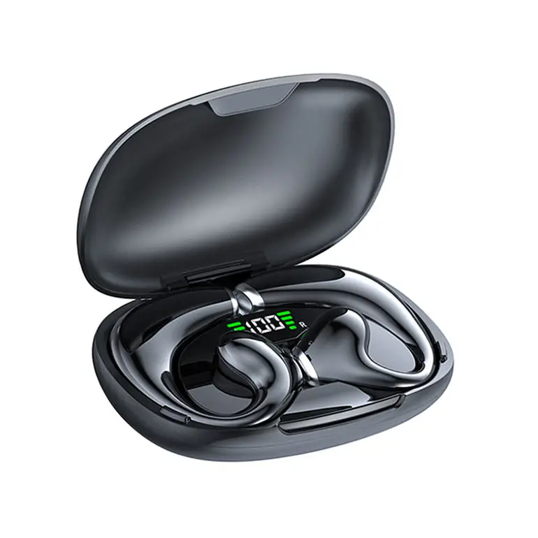 Jr02 Tws Wireless On-ear Headphones High Quality Noise Cancelling Ear-clip Earphones 200mah+35mah Large Battery Digital Display