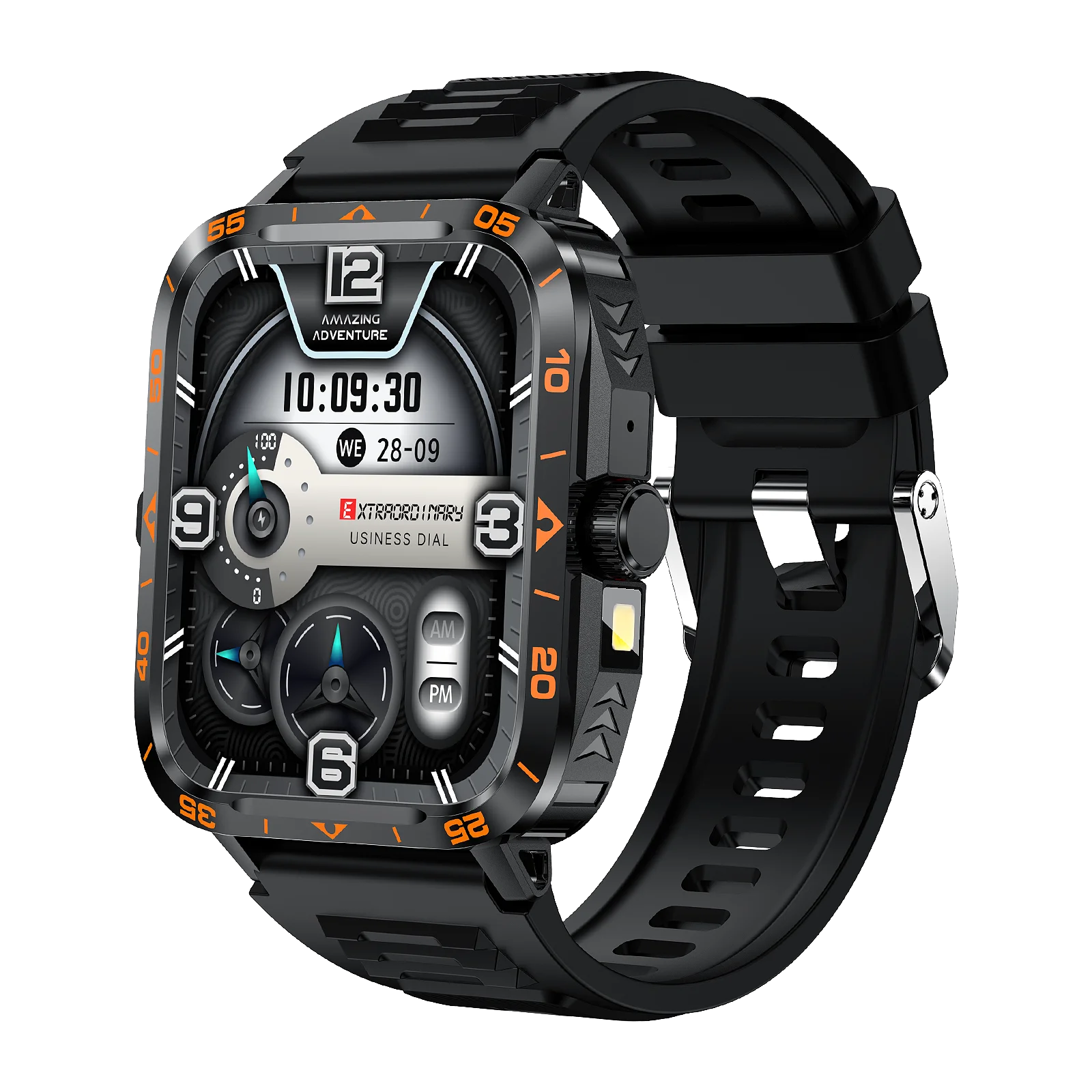 1.95inch Gw59 Men's Sports Smart Watch Heart Rate Oxygen Saturation Monitoring Track Monitoring Talking Smartwatches