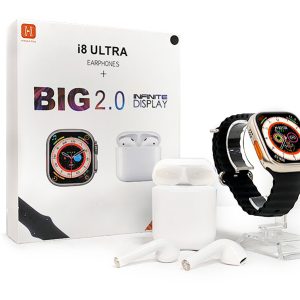 I8 Ultra 2 in 1 smartwatch front view with TFT display