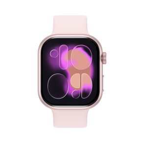 Mini smartwatch with AMOLED display showing health records on screen