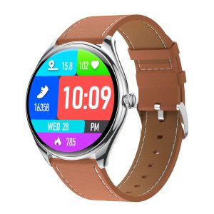 Mt55 Brown Anytime View Smartwatch front display showing Amoled screen