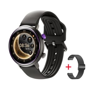Round Gold W2 Smartwatch front view with Amoled display