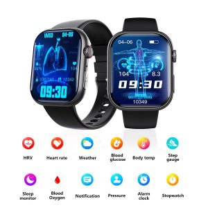 Smart Health Watch with ECG Uric Acid Blood Monitoring AMOLED Display