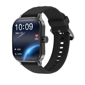 Waterproof smart watch with Amoled display and silicone band