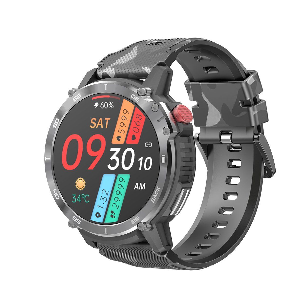Smartwatch with 4GB memory and 1.6 inch Amoled HD display front view