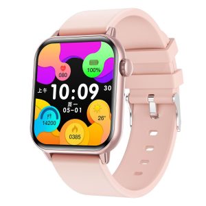 Stylish square smartwatch front view with Amoled display