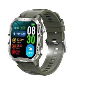 Stylish stainless steel fitness tracker smartwatch front view