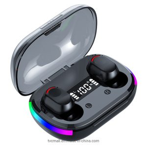 Bluetooth 5.3 TWS wireless headset earphone with digital display and dynamic RGB light
