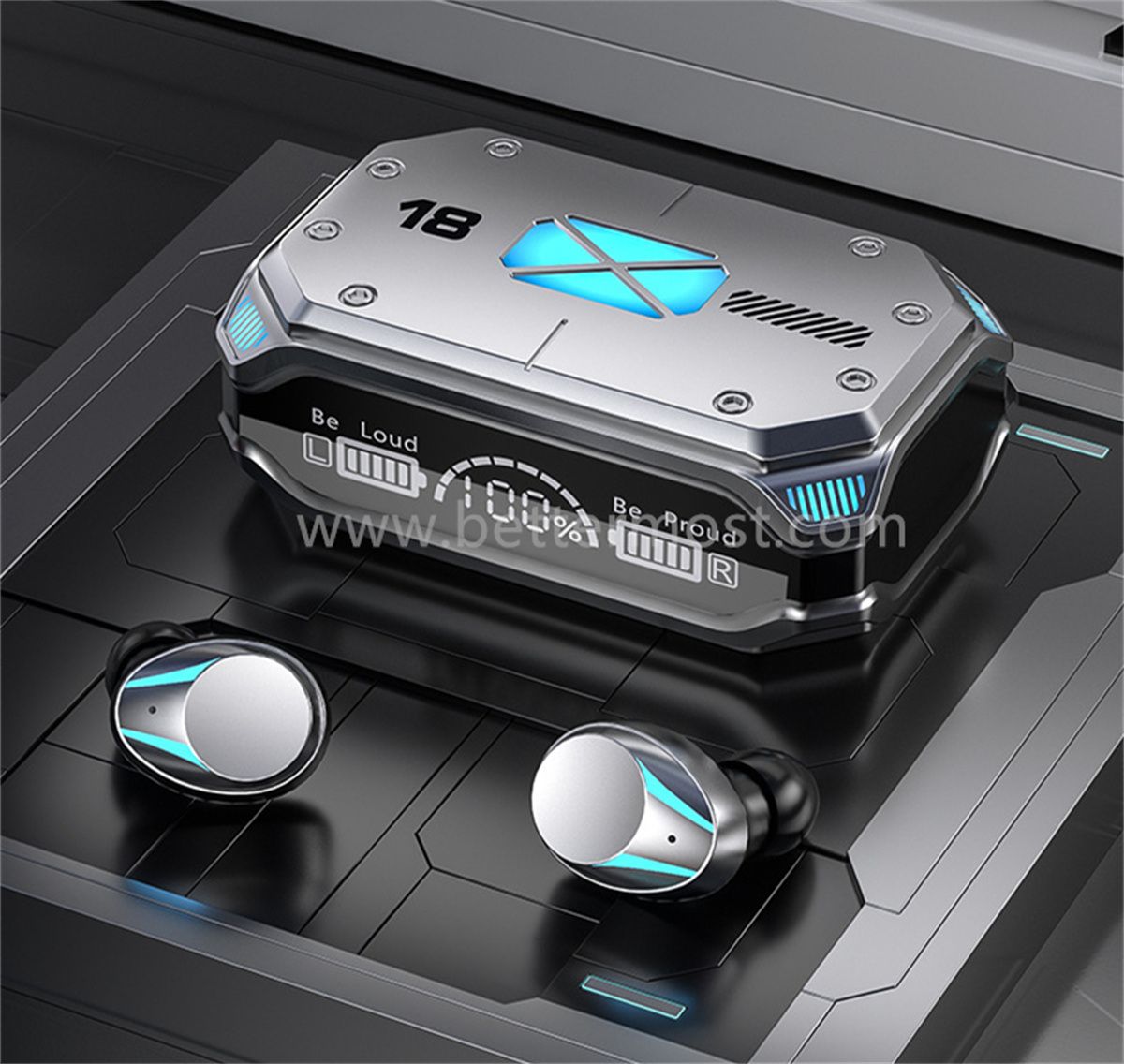 Bm® Wireless Bluetooth Earphone with LED Metal Mecha Design