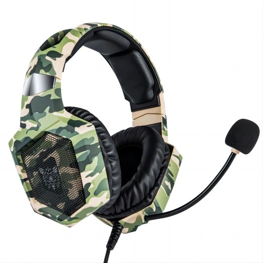 Camouflage Gaming Headset K8 with TPE wire material for gamers