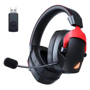Low latency LED glowing wireless gaming headphones with built-in microphone