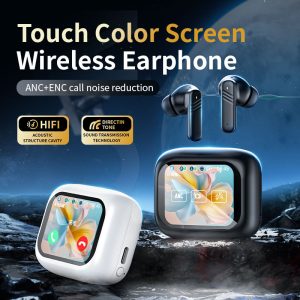 Bluetooth 5.4 ANC TWS Earphones with Digital LCD Touch Control Screen