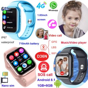 4G Students GPS Smart Watch D36N in Black