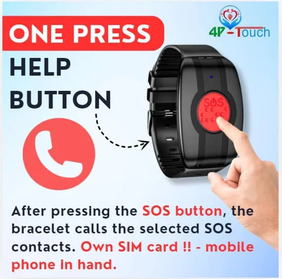 Waterproof GPS bracelet tracker worn on elderly wrist